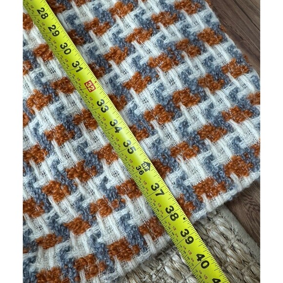 Vintage 1960s Skirt Hadley Houndstooth Orange Pencil Tweed Wool Maxi 70s Skirt - Picture 6 of 7